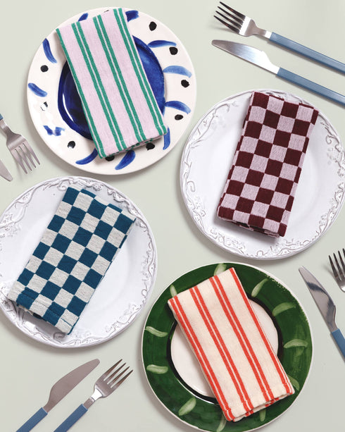 Baumwoll Servietten 2er-Pack | lilac stripes