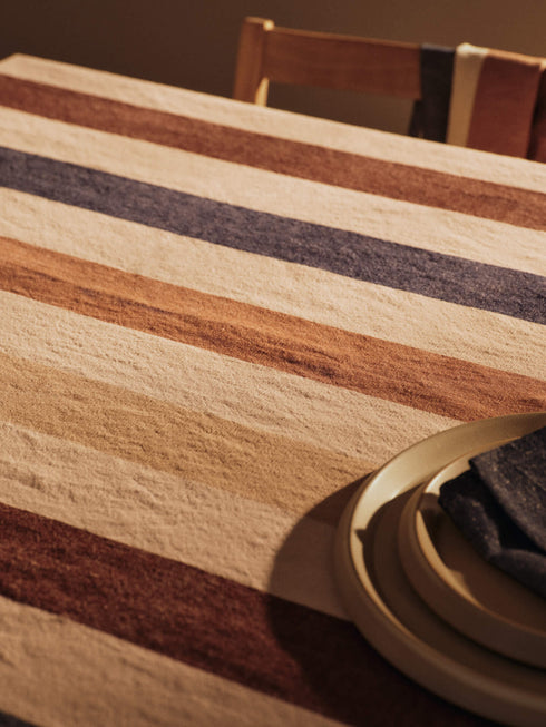 Tischdecke Hale | cashmere, mocha, indigo blue