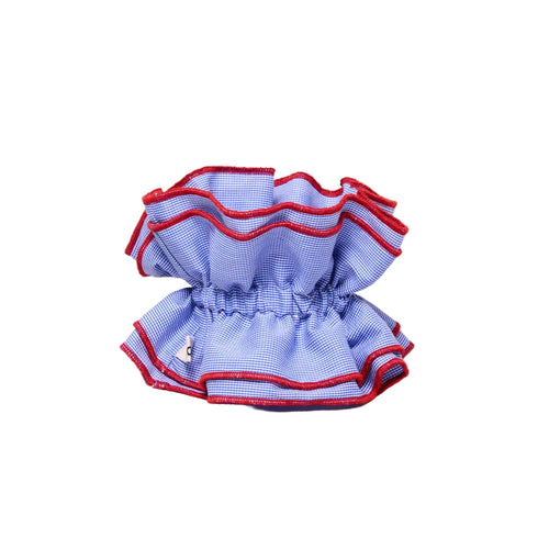 Scrunchie Ruffles | micro vichy bleu/rouge