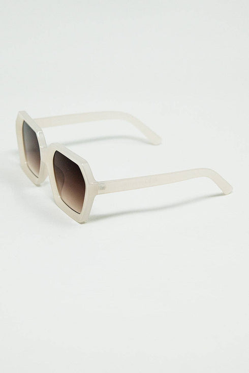 Rechteckige Sonnenbrille | weiss transluzent