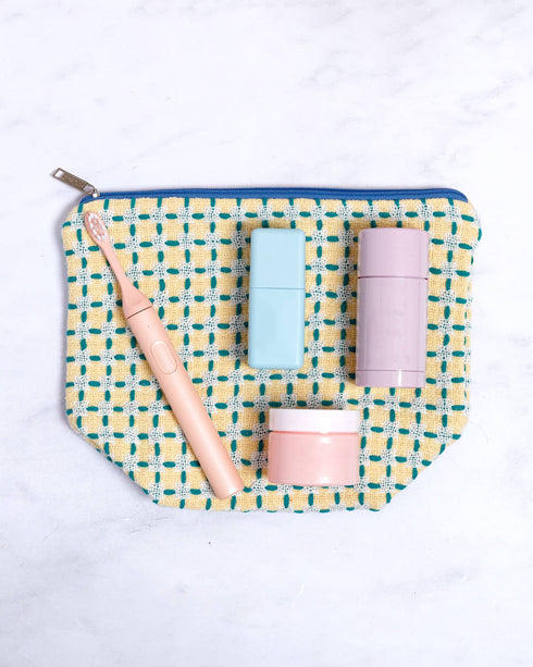 Wash Bag 100% Baumwolle | gelb & grün