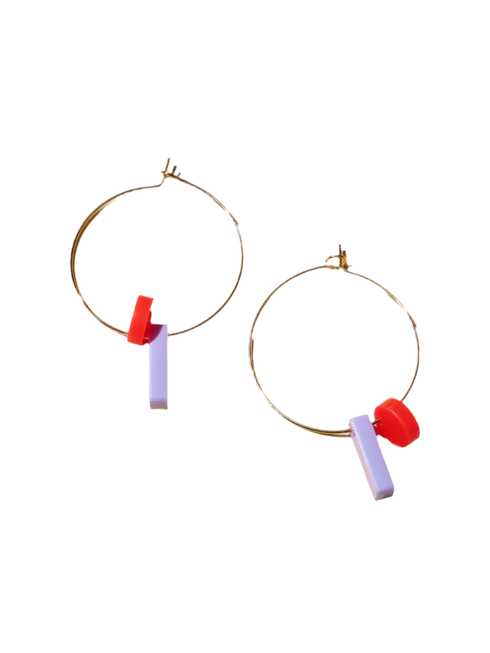 Ohrringe | Dots + Sticks flieder + rot