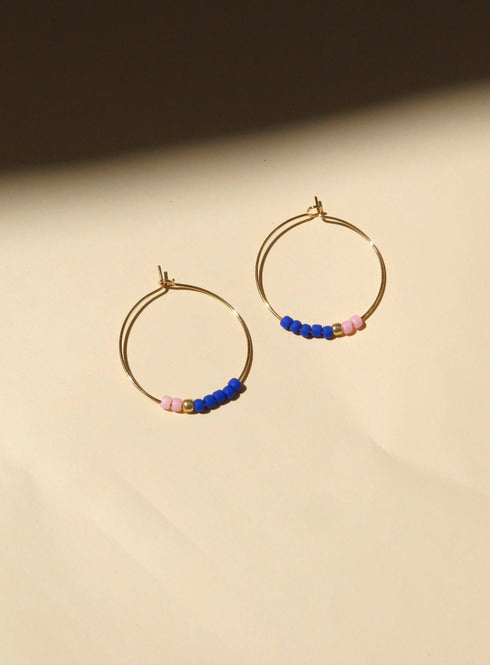 Ohrringe Hoops | Toho Perlen blau + rosa