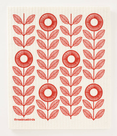 Schwammtuch | rote Blumen