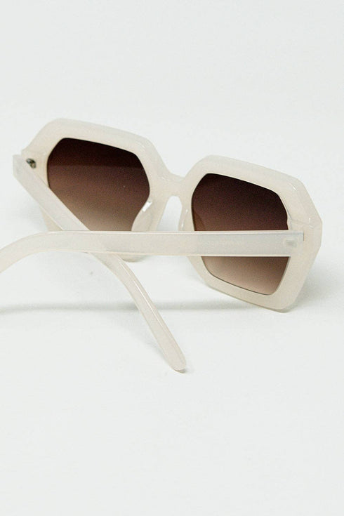 Rechteckige Sonnenbrille | weiss transluzent
