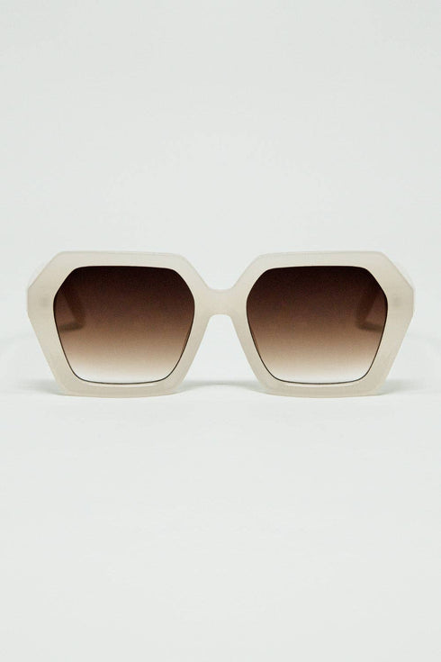 Rechteckige Sonnenbrille | weiss transluzent