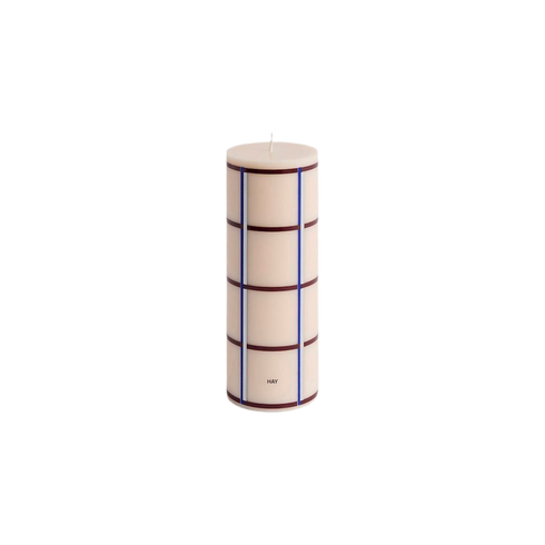 Blockkerze M | offwhite, blue & bordeaux
