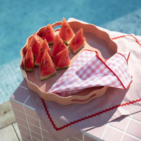 Stoffservietten kariert | rosa