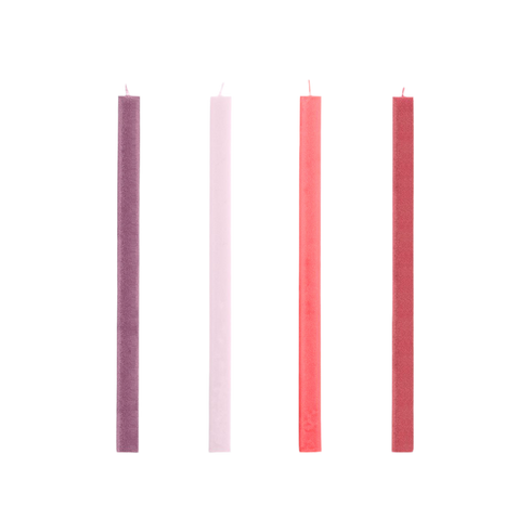 4er Kerzenset Square| red & bordeaux