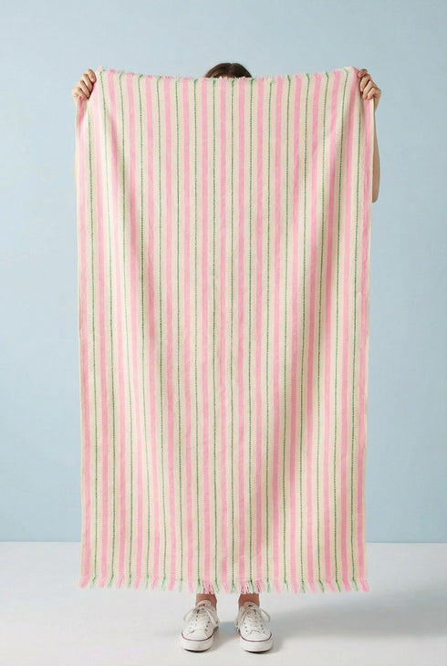 Strandtuch Hariku | creme, rosa, grün