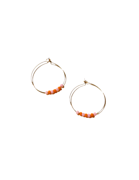 Ohrringe Hoops | Toho Perlen rosa + orange