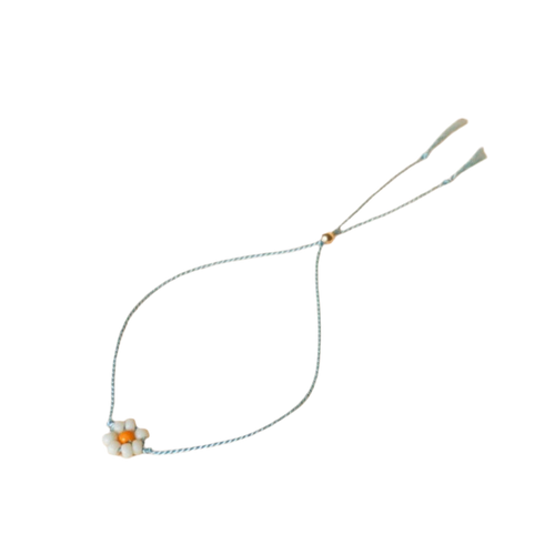Tiny Flower Armband | white & aqua blue