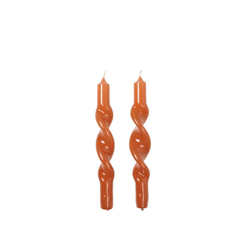 2-er Set Kerzen twisted | burned orange