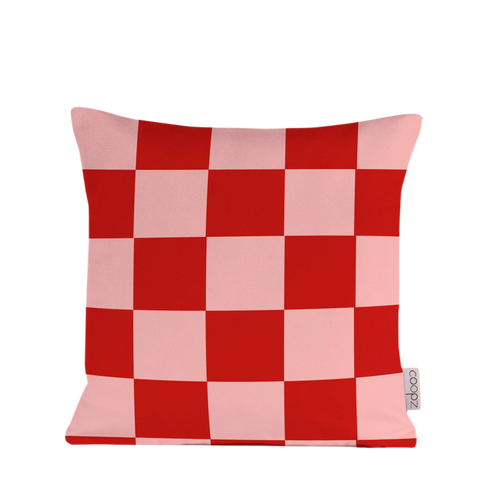 Kissen Karo | rosa/rot
