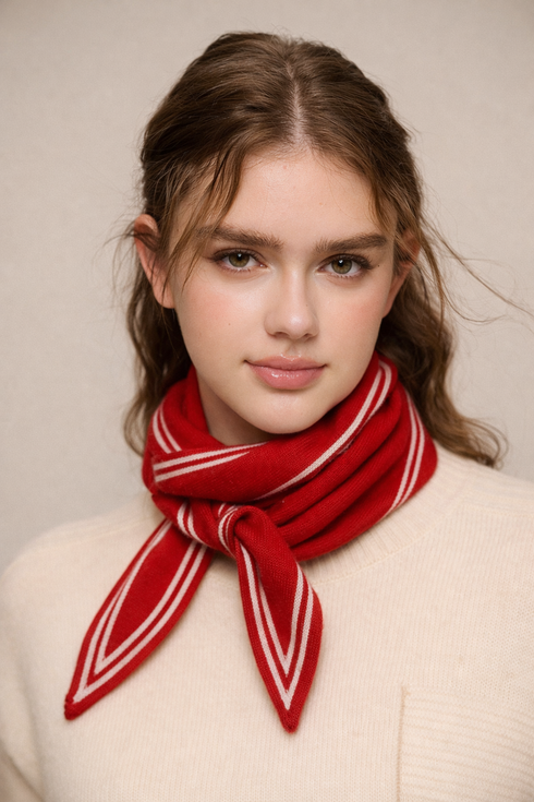 Sophie Scarf 100% Kaschmir | rot/weiss