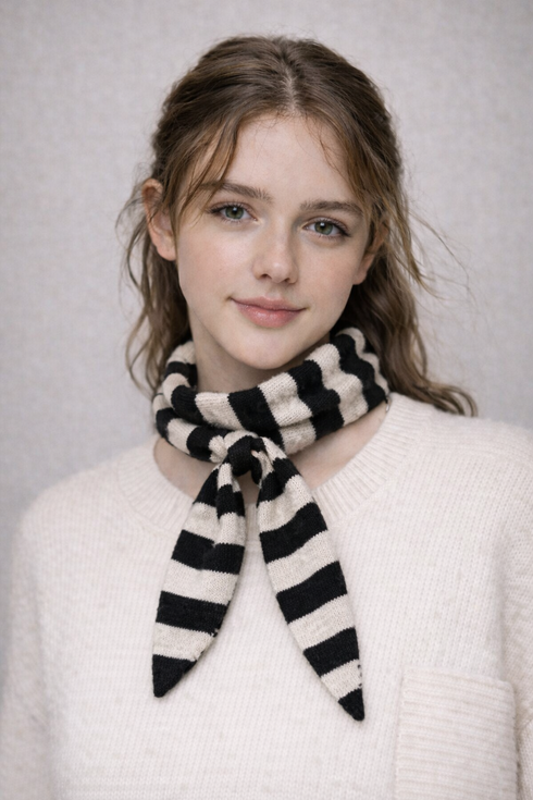 Sophie Scarf Stripes Kaschmir | schwarz/weiss