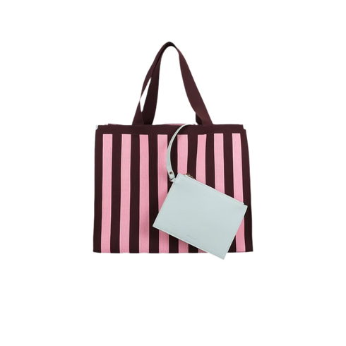 Shopper knitted Stripes | chocolate + bubblegum