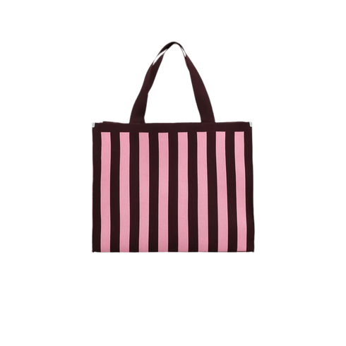 Shopper knitted Stripes | chocolate + bubblegum