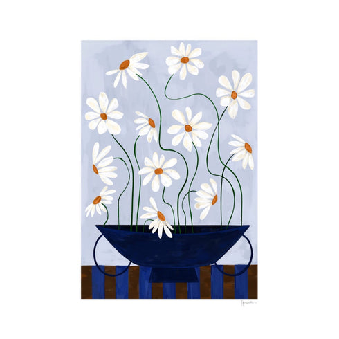 Art Print 50x70cm | Daisies in Blue Vase