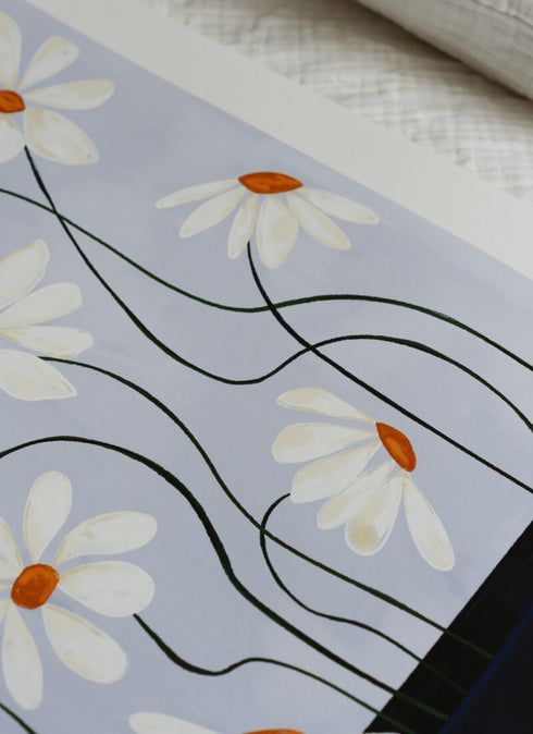 Art Print 50x70cm | Daisies in Blue Vase