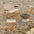 Outdoor Market Folding Stool | beige with red stripes