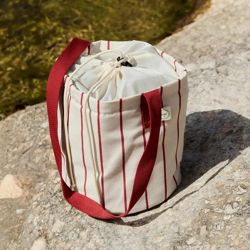 Outdoor Market Kühltasche | beige with red stripes