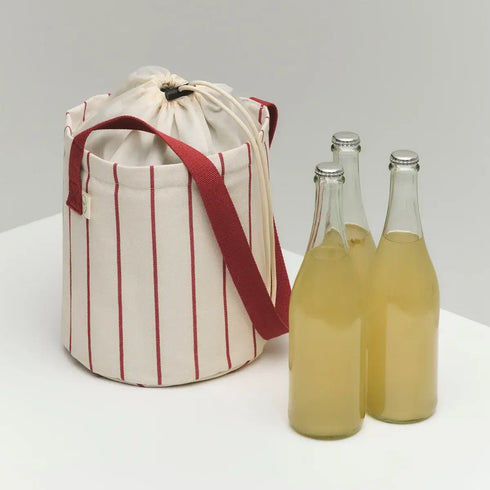 Outdoor Market Kühltasche | beige with red stripes