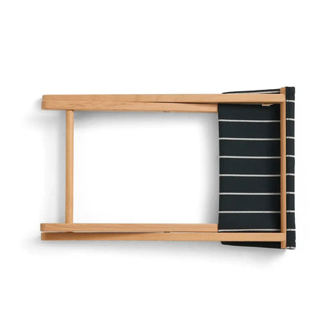 Outdoor Market Folding Stool | black with beige stripes