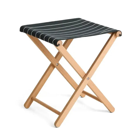 Outdoor Market Folding Stool | black with beige stripes