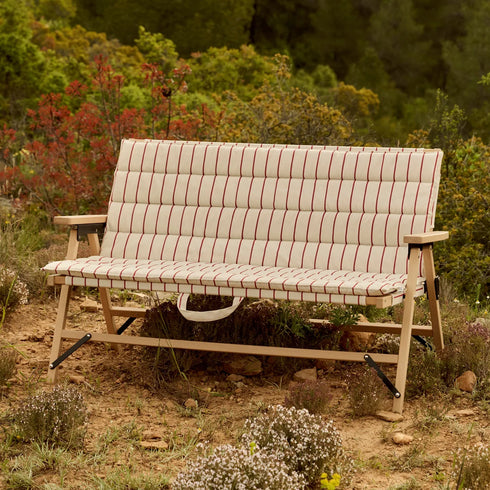 Outdoor Market Folding Sofa | beige with red stripes