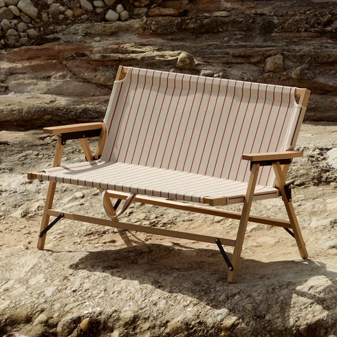 Outdoor Market Folding Sofa | beige with red stripes