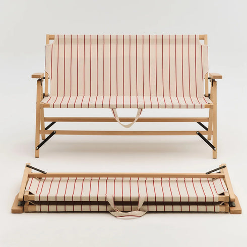 Outdoor Market Folding Sofa | beige with red stripes