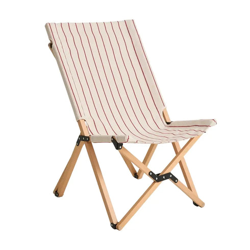 Outdoor Market Folding Chair | beige with red stripes