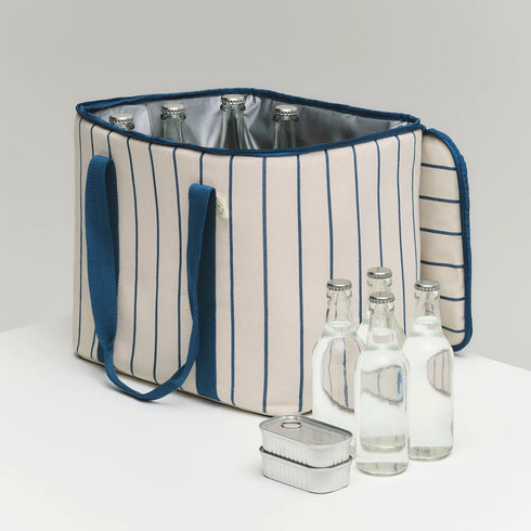 Outdoor Market Kühltasche | beige with blue stripes