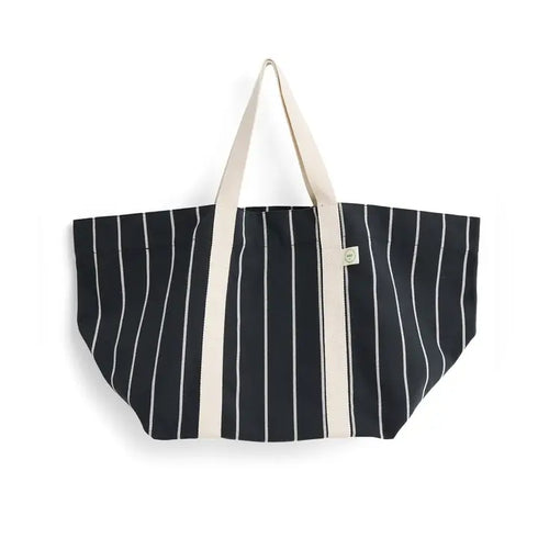 Outdoor Market Picnic Bag | black with beige stripes