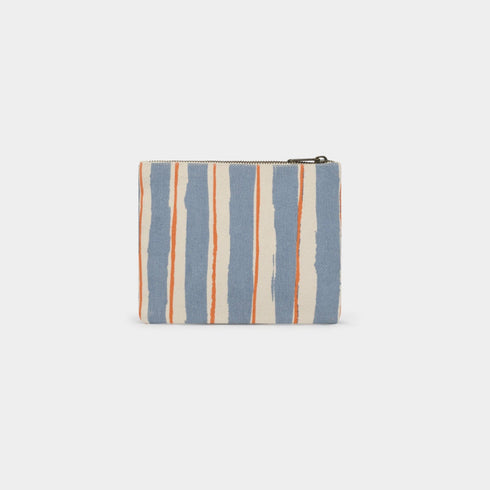 Pouch Lou gestreift | orange, blau, ecru