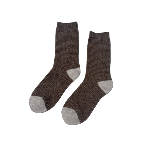 Wollsocken Waffelstruktur | choco