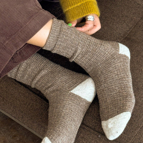 Wollsocken Waffelstruktur | choco