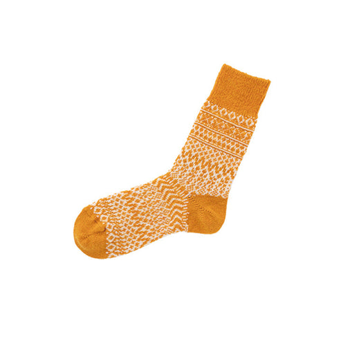 Woll Socken Jacquard Muster | lantern orange