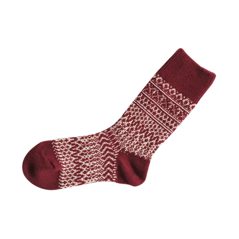 Woll Socken Jacquard Muster | wine