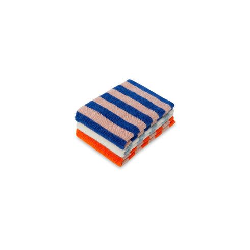 3er Set Spültuch Frotte gestreift | Kobalt, Aqua, Orange