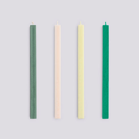 4er Kerzenset Square| green & white