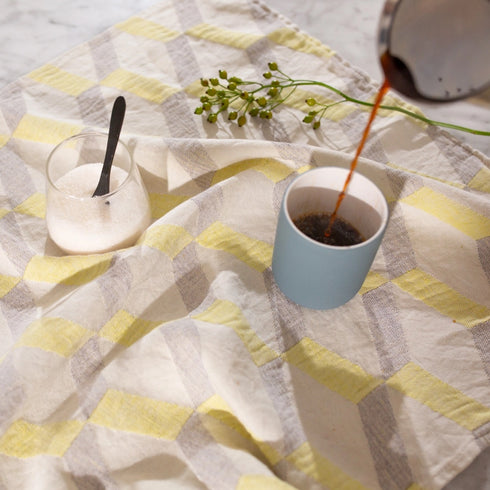 Geschirrtuch Aveiro | hellgrau/gelb