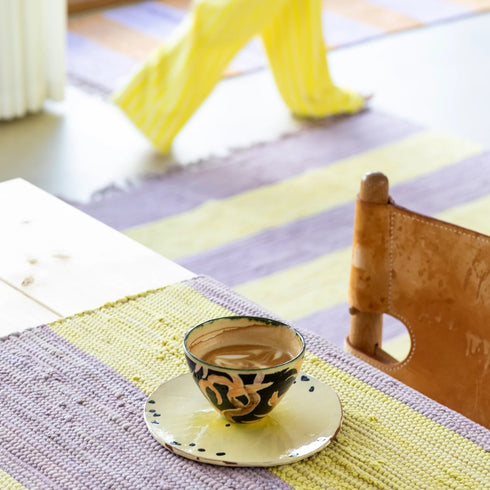 Handgewebter Teppich CHINDI | lilac & neon gelb