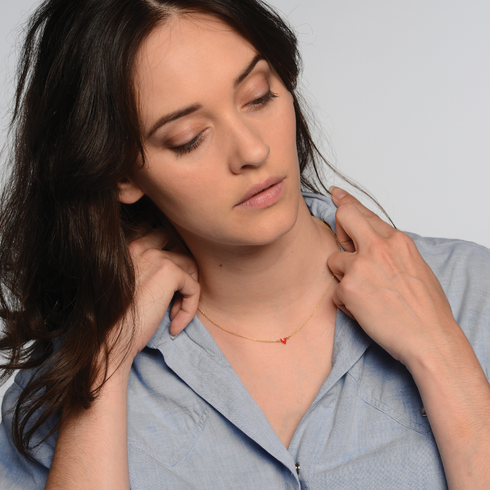 Halskette HEART | gold, rot