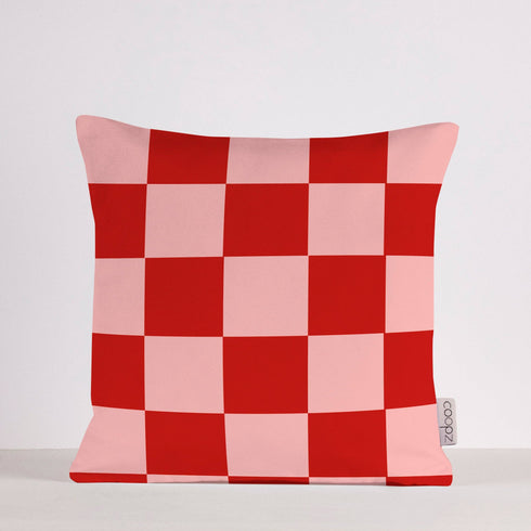 Kissen Karo | rosa/rot