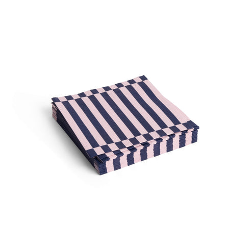 Papier Servietten Dinner XL | light pink, dark blue Stripes
