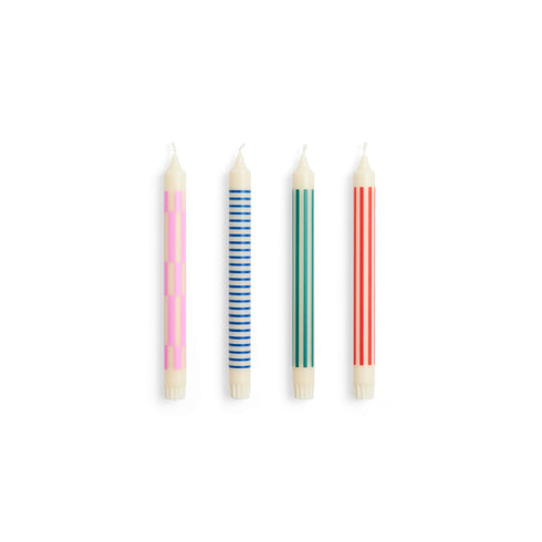 4er Set Kerzen Crisp | rosa-blau-grün