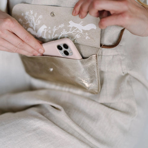 Handy Tasche Leder | gold/cognac