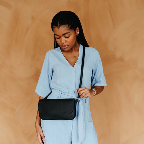 Handtasche Leder | schwarz